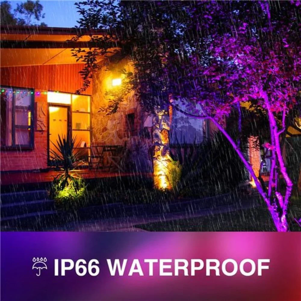 6 Pack RGB LED Flood Light Outdoor 500W Equivalent, Color Changing with Remote